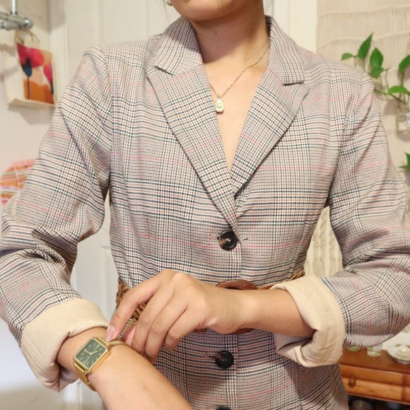 Like new MINI JUMPSUIT - Blazer style plaid Romper XS/S sexy office chic - Picture 6 of 16